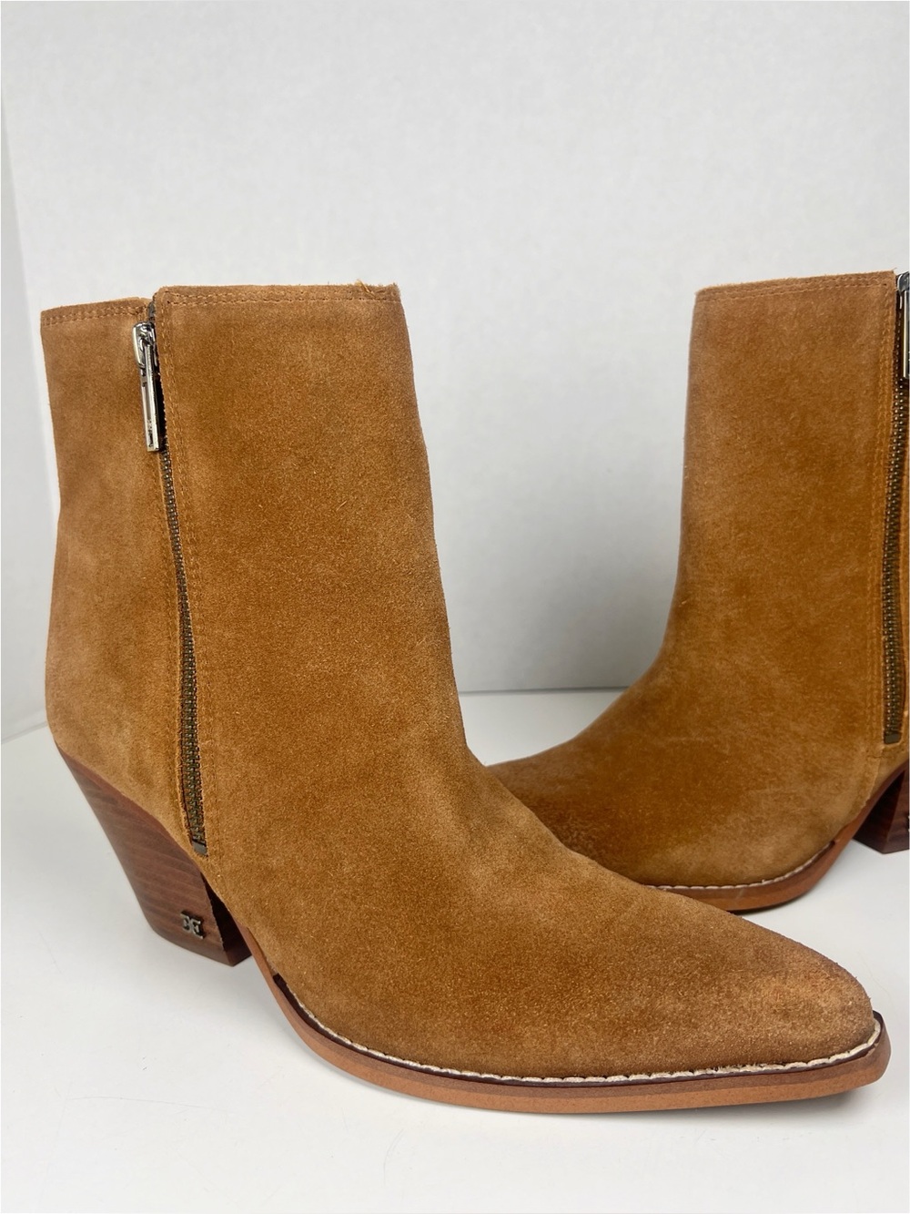 SAM EDELMAN Women’s Size 8M Brown Suede Pointed Toe Jane Ankle Bootie Western
